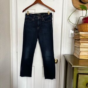 Women's Dark Blue Cropped Jeans with side split